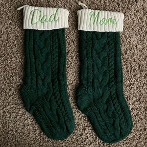 Green and White Embroidered Stockings